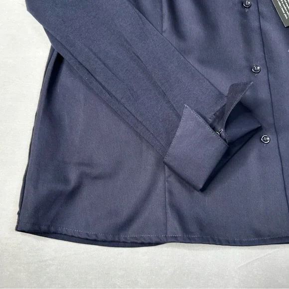 New Anatomie Womens Navy Alida Button Down Poplin Shirt Stretch Quick Dry Sz L - Picture 6 of 12